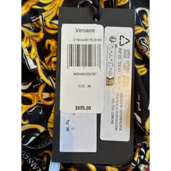 NWT VERSACE Jeans Couture LOGO Midi Cocktail Club Dress 38 XS Baroque Cutout - Picture 8 of 10